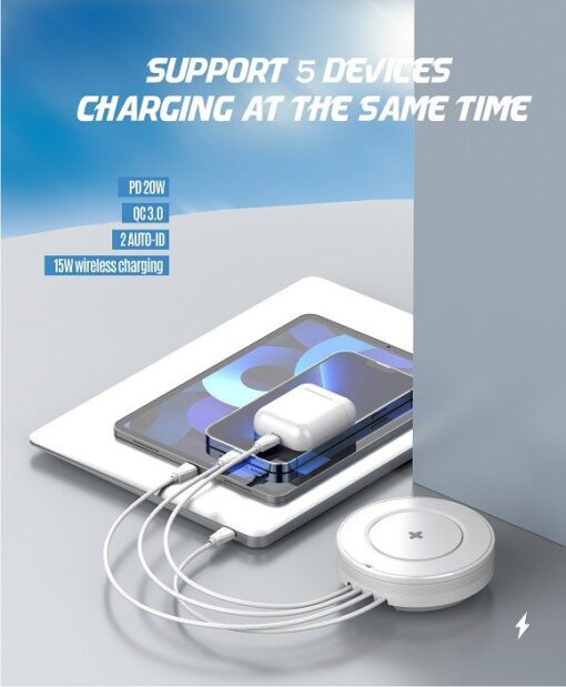 AW003 32W Desktop Wireless Charging Station with 4-Port PD/QC3.0 Fast Charging