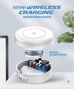 AW003 32W Desktop Wireless Charging Station with 4-Port PD/QC3.0 Fast Charging